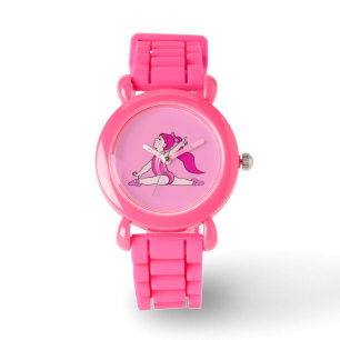 Kleines MädchenGymnast auf Rosa Armbanduhr