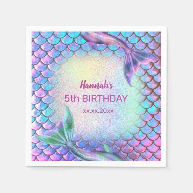 kleines Meerjungthema Geburtstag Serviette (Vorderseite)