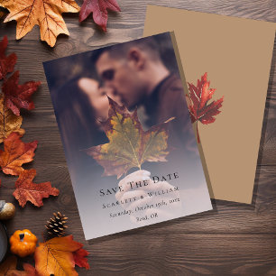 Kleines Minimal Fall Leaf Terracotta Wedding Foto Save The Date
