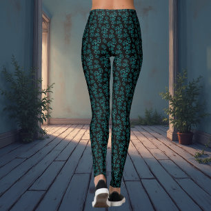Kleines, miteinander verbundene Aquamarine Herzmus Leggings
