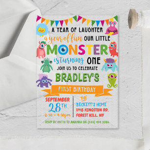 Kleines Monster 1. Geburtstag Acryleinladungen