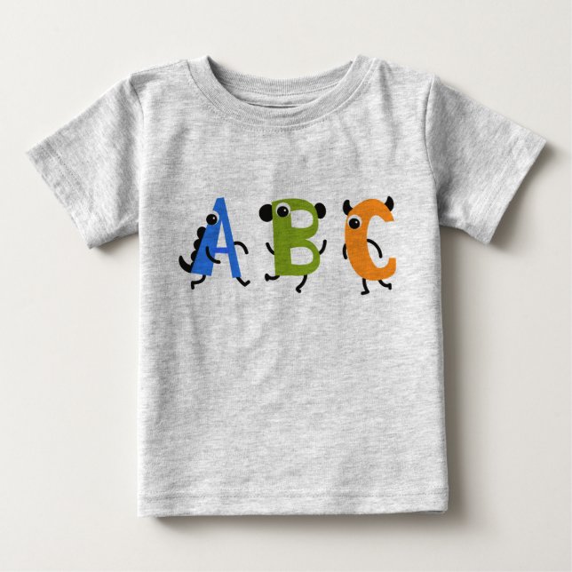Kleines Monster Alphabet ABC Baby T-shirt (Vorderseite)
