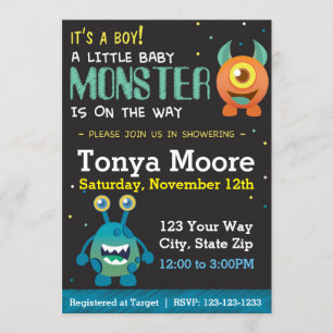 Kleines Monster Blue Baby Dusche Einladung
