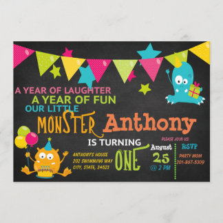 Kleines Monster, das einen Geburtstag einlädt Einladung