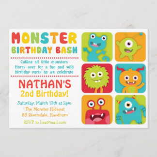 Kleines Monster Einladung / Kleines Monster Einlad