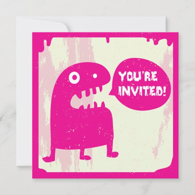 Kleines Monster-Einladung - PINK Einladung (Vorderseite)