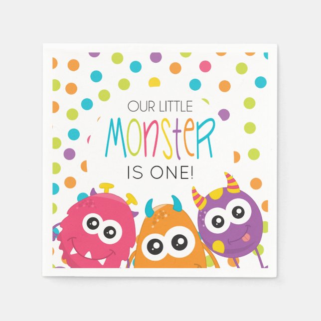 Kleines Monster Erste Geburtstagsparty Napkins Serviette (Vorderseite)