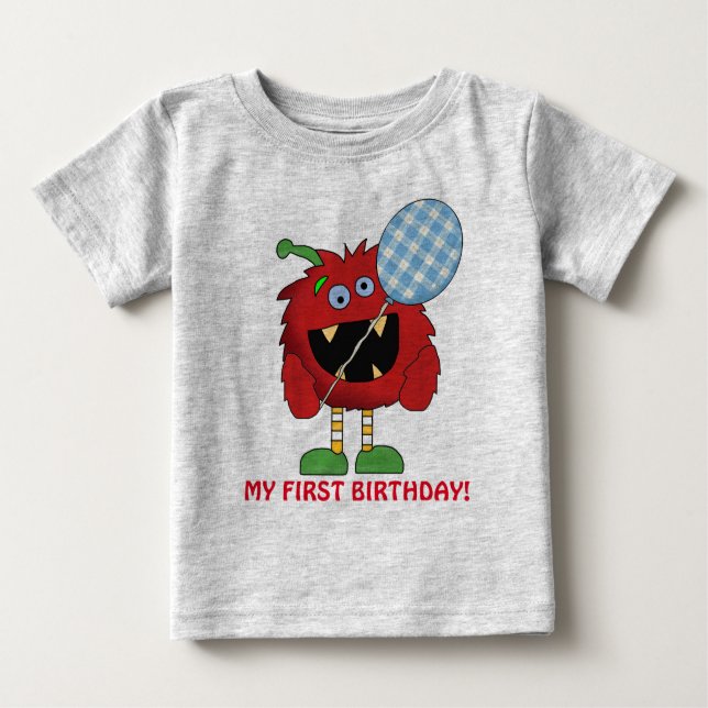Kleines Monster erster Geburtstag T - Shirt (Vorderseite)