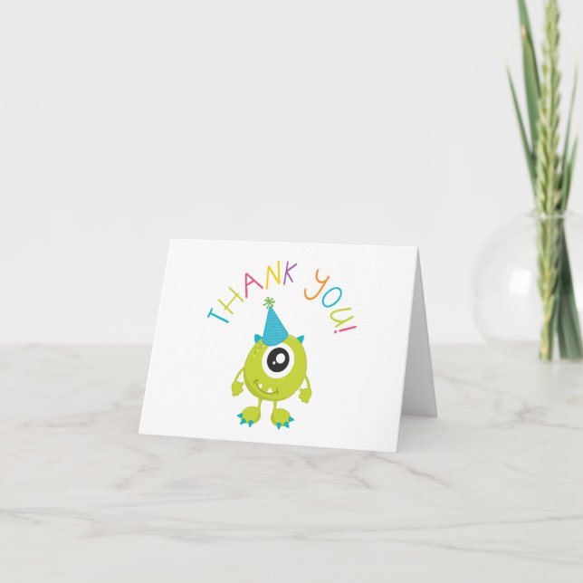 Kleines Monster Geburtstag Danke-Karte Dankeskarte (Vorderseite)