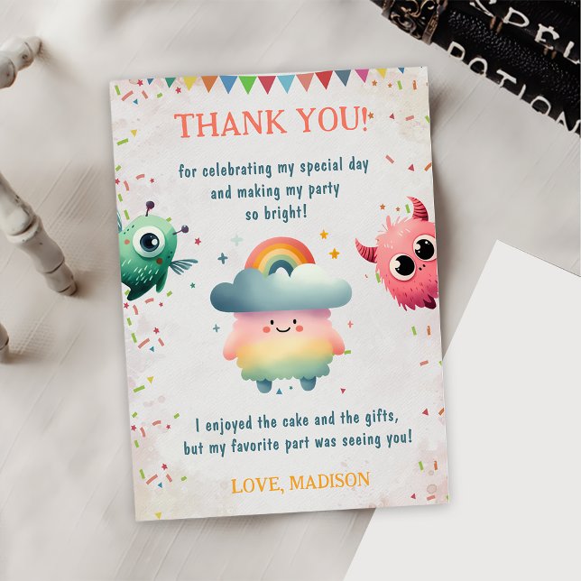 Kleines Monster Geburtstag Foto Danke Karte (Von Creator hochgeladen)