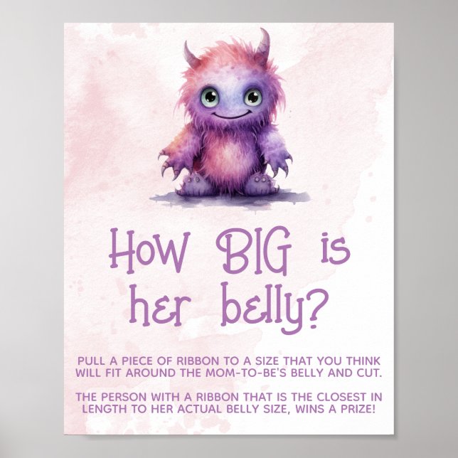 Kleines Monster Girl Babydusche Big Bly Schild (Vorne)