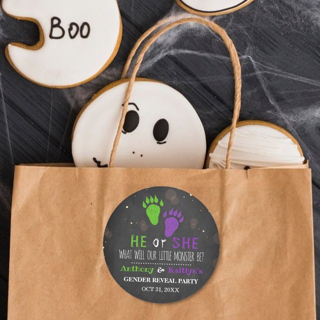 Kleines Monster Halloween-Party Runder Aufkleber (Von Creator hochgeladen)