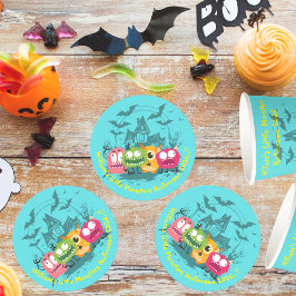 Kleines Monster-Halloween-Party Runder Pappuntersetzer