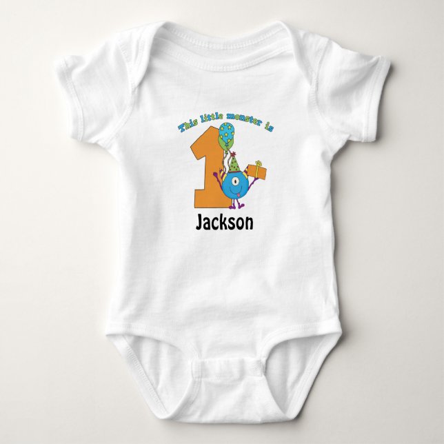 Kleines Monster Kinder 1. Geburtstag Personalisier Baby Strampler (Vorderseite)