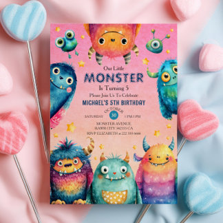 Kleines Monster Mash Whimsical Kindergeburtstag Pa Einladung
