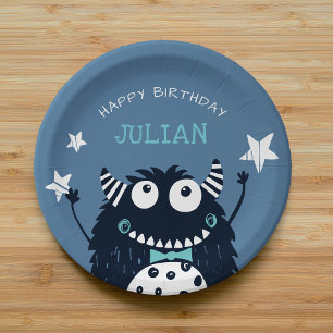 Kleines Monster PARTY PERSONALISIERTER KINDERGEB Pappteller
