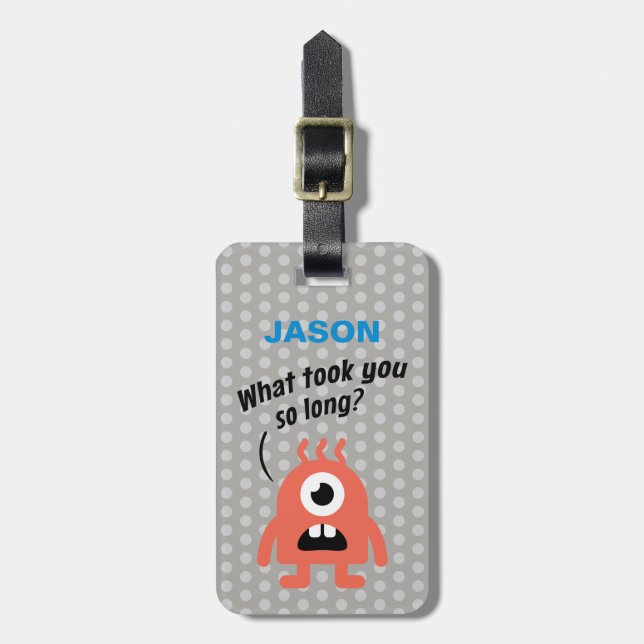 Kleines Monster (personalisierbar) Gepäckanhänger (Vorderseite vertikal)
