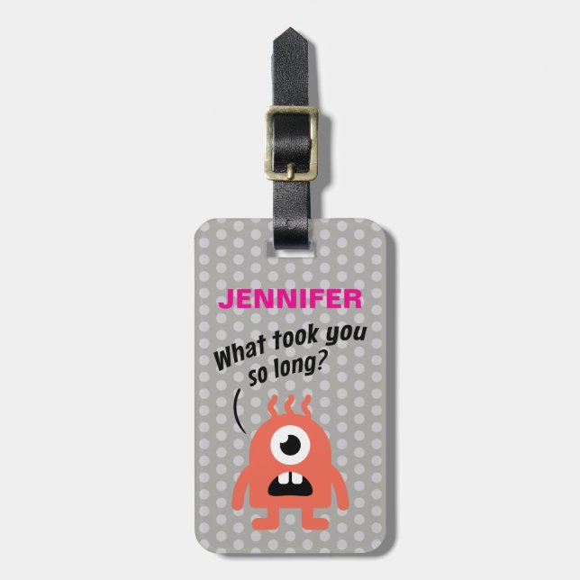 Kleines Monster (personalisierbar) Gepäckanhänger (Vorderseite vertikal)