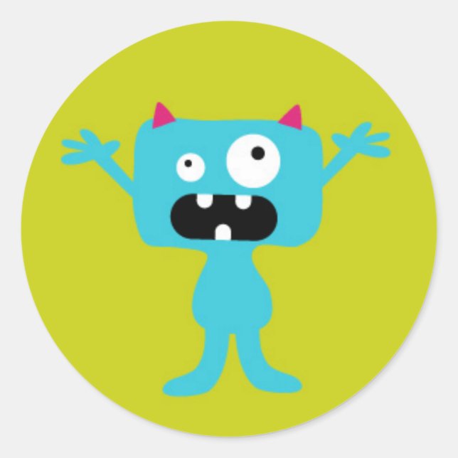 Kleines Monster Runder Aufkleber (Vorderseite)