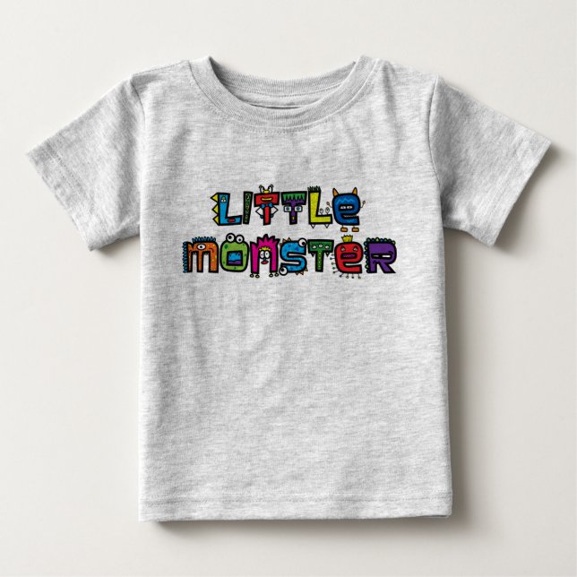 Kleines Monster - Text kritzelt (hellen) Baby-T - Baby T-shirt (Vorderseite)