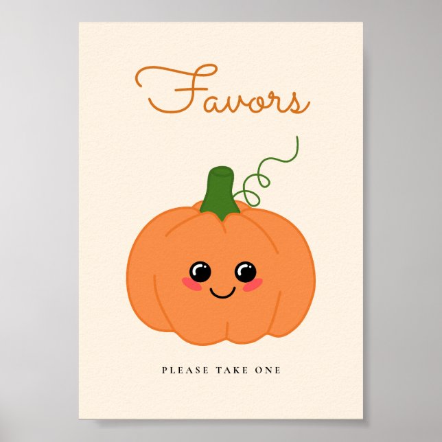 Kleines Niedliches Pumpkin Baby Dusche Gefallen Ta Poster (Vorne)