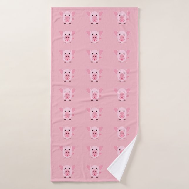 Kleines niedliches rosa Schwein Badehandtuch (Badehandtuch)