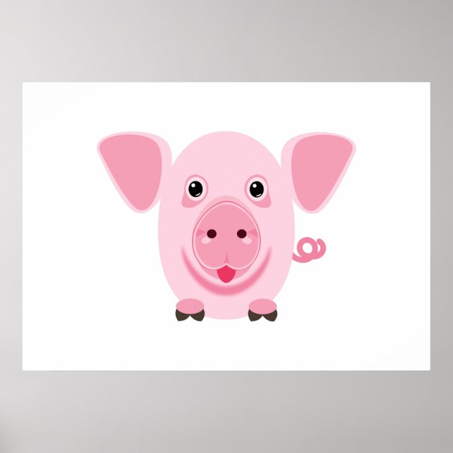 Kleines niedliches rosa Schwein Poster (Vorne)