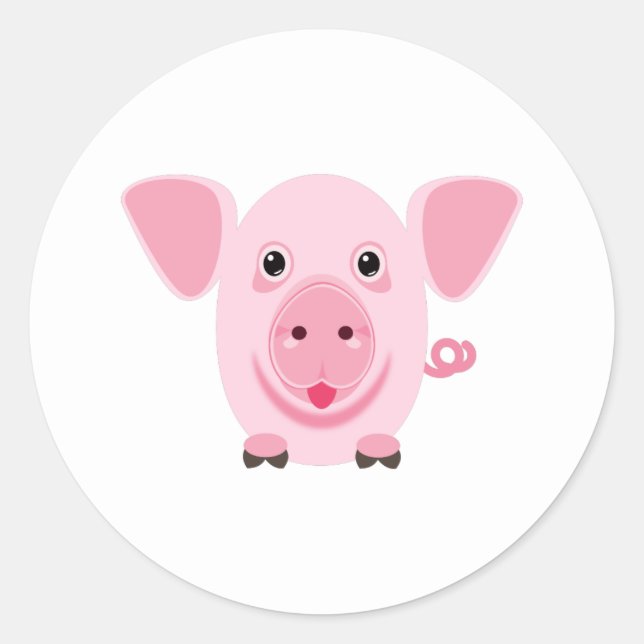 Kleines niedliches rosa Schwein Runder Aufkleber (Vorderseite)
