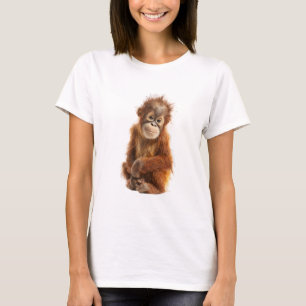 Kleines Orang-Utan-Baby Rote Haare Großer Menschen T-Shirt
