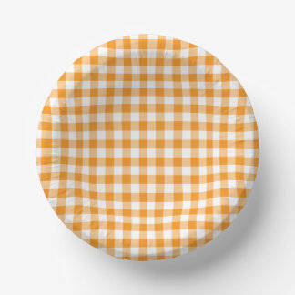 Kleines Orange-Weiß-Gingham Pappteller