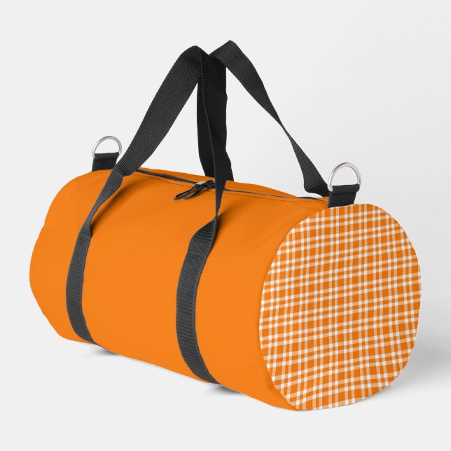 Kleines orange-weißes Karomuster Duffle Bag (Linke Seite)