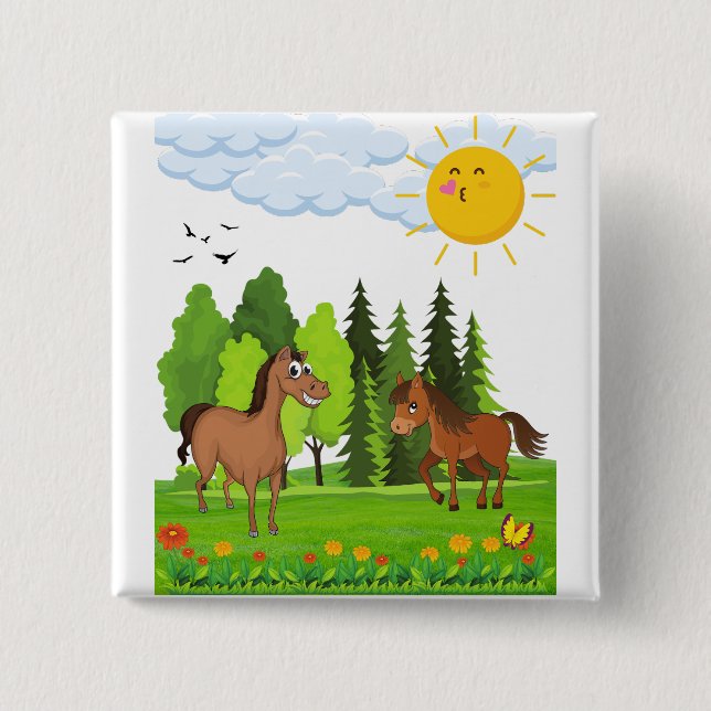 Kleines Pferdedesign für Kinder Button (Vorderseite)