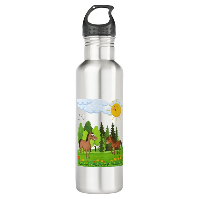 Kleines Pferdedesign für Kinder Edelstahlflasche (Vorderseite)