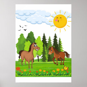 Kleines Pferdedesign für Kinder Poster