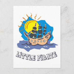 Kleines Piratenkind auf einem Segelboot auf dem Me Postkarte