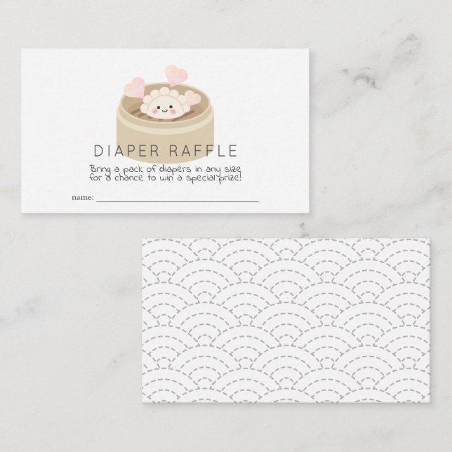 Kleines Potsticker Baby Shower Diaper Raffle Ticke Begleitkarte (Vorne/Hinten)