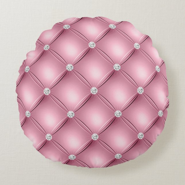 Kleines quadratisches Ziermuster Rundes Kissen (Vorderseite)