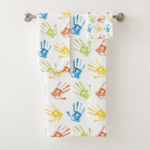 Kleines Rainbow Handdrucke Badezimmer Handtuchhand Badhandtuch Set