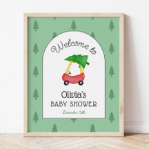 Kleines Red Car Winter Baby Dusche Begrüßungszeich