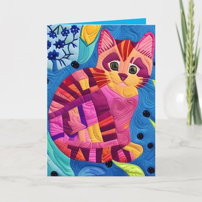Kleines, reizbares Kittenquilt wie Design Dankeskarte (Vorderseite)