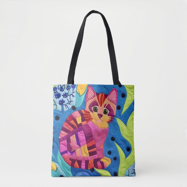 Kleines, reizbares Kittenquilt wie Design Tasche (Vorderseite)