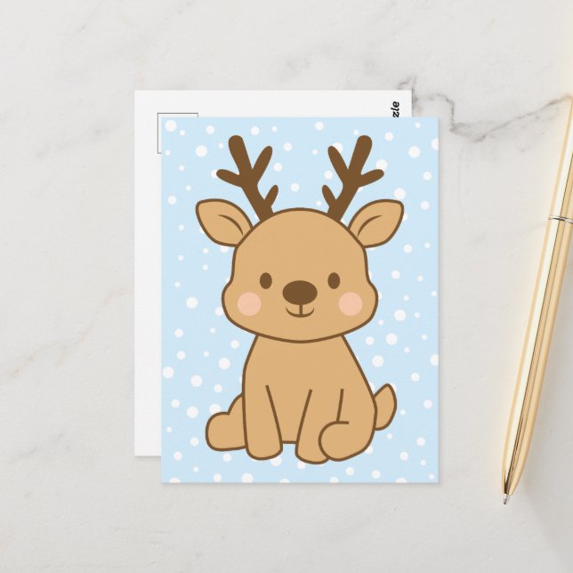 Kleines Rentier Postkarte (Vorderseite/Rückseite Beispiel)