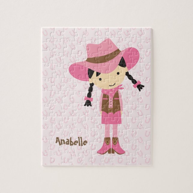 Kleines rosa Cowgirl {brünett} (Vertikal)