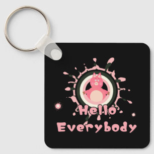 Kleines rosa Schwein Schlüsselanhänger