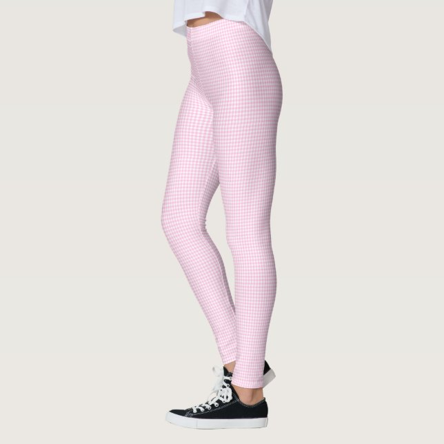 Kleines rosa-weißes Gingham-Muster Leggings (Links)