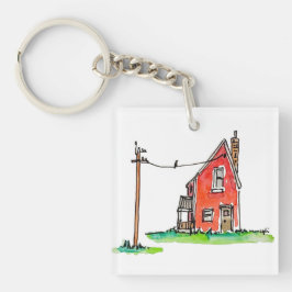 Kleines Rotes Haus mit Power Schlüsselanhänger