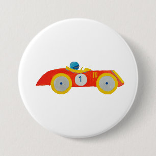 Kleines rotes Roadster-Rennwagen-Kinder1. Button
