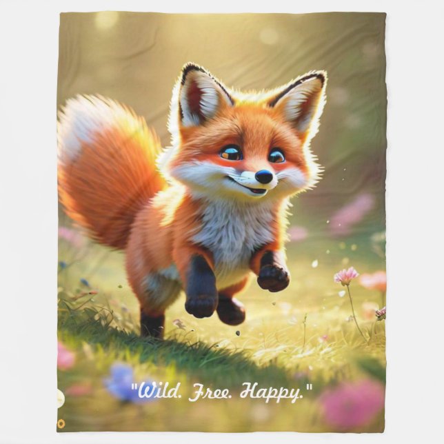 "Kleines Rotfuchs-Spiel" Fleecedecke (Vorderseite)