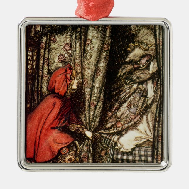 Kleines Rotkäppchen Arthurs Rackham | Silbernes Ornament (Vorne)