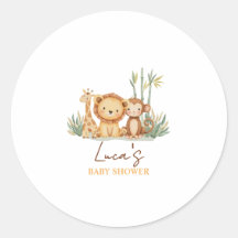 Kleines Safari-Abenteuer Baby Shower Aufkleber